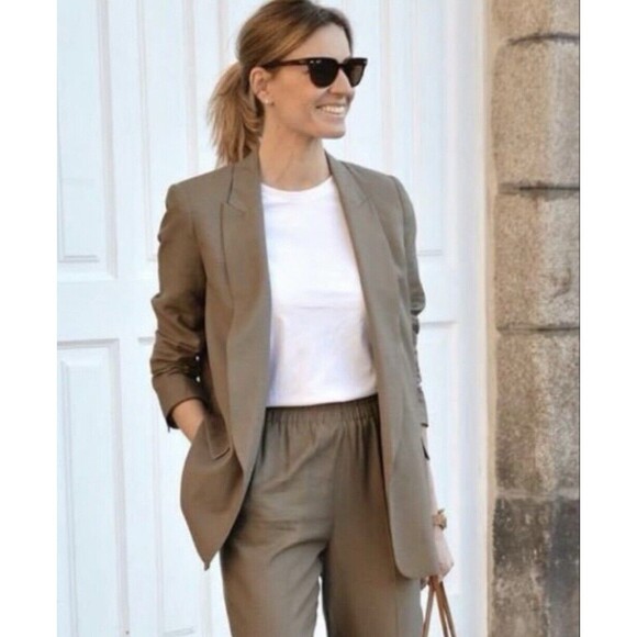 Zara Jackets & Blazers - ZARA Open Front Blazer Women’s Small Brown Lightweight Work Layering Chic